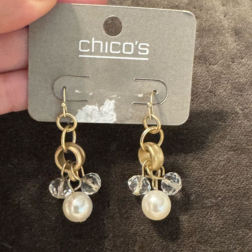 0197-Chico's Gold and Silver Dangle Earrings